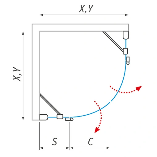 Душевое ограждение 1000x1000мм прозрачное стекло Roltechnik Hitech Line HBR2/1000 283-1000000-06-02