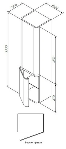 Шкаф-пенал подвесной Am.Pm Sensation 40 R мятный M30CHR0406GG Шкаф-пенал подвесной Am.Pm Sensation 40 R мятный M30CHR0406GG