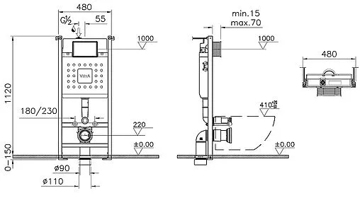 Комплект 5 в 1 VitrA Mia Rоund SmoothFlush 9873B003-7201 с кнопкой 740-2280 хром глянцевый Комплект 5 в 1 VitrA Mia Rоund SmoothFlush 9873B003-7201 с кнопкой 740-2280 хром глянцевый