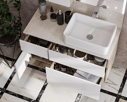 Тумба под умывальник подвесная Aquaton Мишель 80 белый/дуб эндгрейн 1A244501MIX40