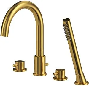 Смеситель на борт ванны на 4 отверстия WHITECROSS Y brushed gold золото брашированное Y1232GLB Смеситель на борт ванны на 4 отверстия WHITECROSS Y brushed gold золото брашированное Y1232GLB, 1