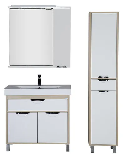 Шкаф-зеркало Aquanet Гретта 90 R белый/светлый дуб 00173987