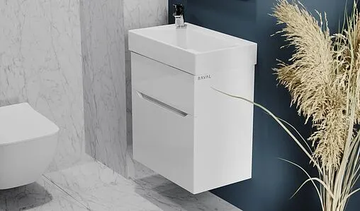 Тумба-умывальник подвесная Raval Brik 55 белый Brk.01.55/P/W/RL+17055-KL