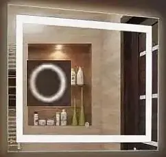 Зеркало с подсветкой Continent Rimini Led 120x80 с линзой (слева), с музыкальным блоком, с подогревом белый ЗЛП260