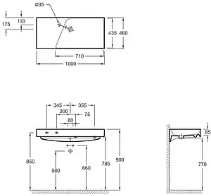 Раковина Jacob Delafon Rythmik 100 R белый EXN112-00 Раковина Jacob Delafon Rythmik 100 R белый EXN112-00, 2