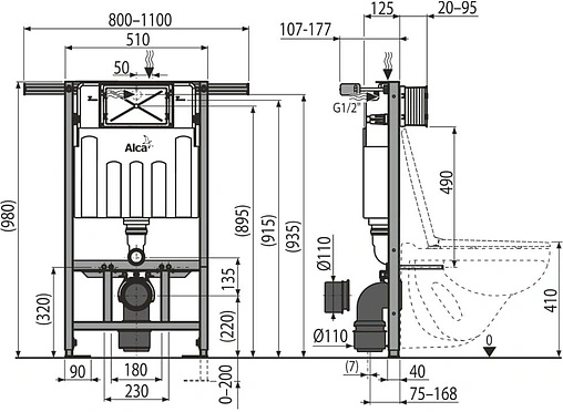 Инсталляция для подвесного унитаза AlcaPlast Jadromodul AM102/1000