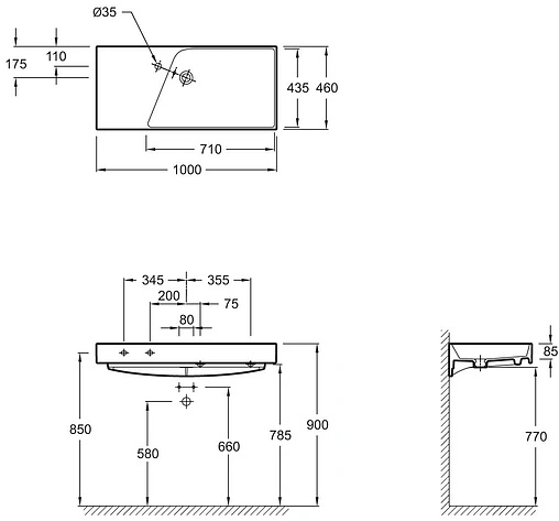 Раковина Jacob Delafon Rythmik 100 R белый EXN112-00