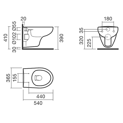 Унитаз подвесной Sanitana Munique MPSS3 белый S10073651000000
