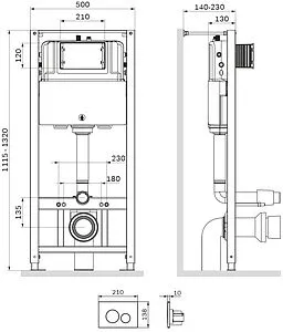 Инсталляция для подвесного унитаза Set 4 в 1 Am.Pm Pro I012704.9038 с кнопкой черный матовый Инсталляция для подвесного унитаза Set 4 в 1 Am.Pm Pro I012704.9038 с кнопкой черный матовый, 2