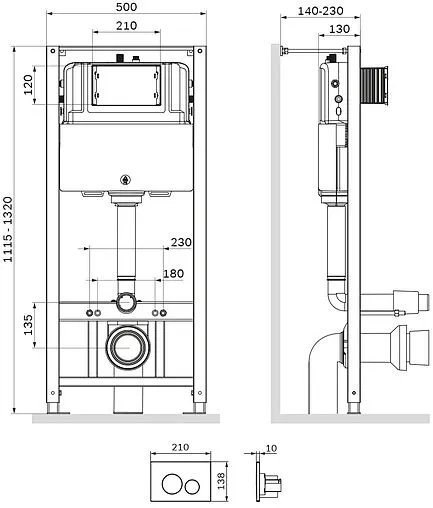 Инсталляция для подвесного унитаза Set 4 в 1 Am.Pm Pro I012704.9038 с кнопкой черный матовый Инсталляция для подвесного унитаза Set 4 в 1 Am.Pm Pro I012704.9038 с кнопкой черный матовый