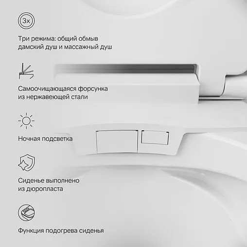 Умный унитаз-биде подвесной безободковый Am.Pm Inspire FlashClean белый CCC501700SC