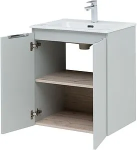 Тумба-умывальник подвесная Aquanet Алвита New 60 серый 00277524+00254363, 4