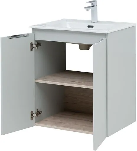 Тумба-умывальник подвесная Aquanet Алвита New 60 серый 00277524+00254363