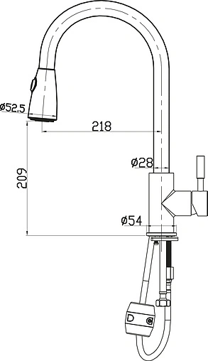 Смеситель для кухни с выдвижным изливом BelBagno Nova нержавеющая сталь BB-LAM31-IN