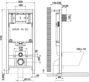 Инсталляция для подвесного унитаза Set 3 в 1 Lemark Peneda+Bit 9880213 с кнопкой черный матовый soft touch Инсталляция для подвесного унитаза Set 3 в 1 Lemark Peneda+Bit 9880213 с кнопкой черный матовый soft touch, 2