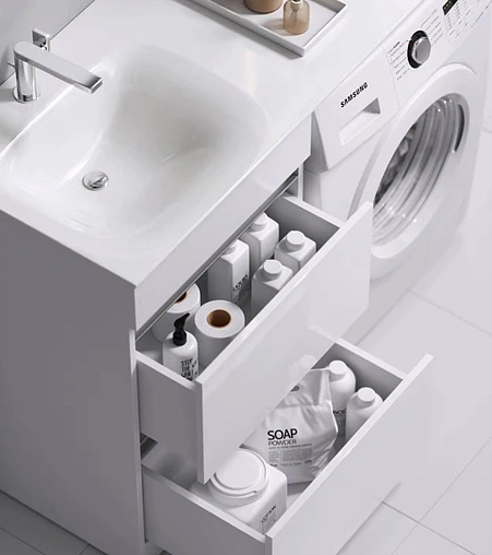 Тумба-умывальник напольная над стиральной машиной Aqwella Forma 55 белый FOR01052