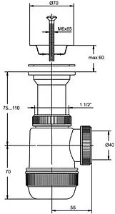 Сифон бутылочный для мойки VIRPlast Мини Элит 30980672, 2