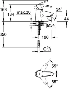 Смеситель для раковины Grohe Eurostyle хром 32468001, 2
