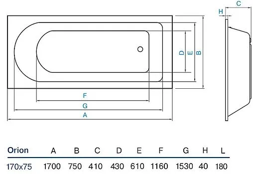 Ванна акриловая Koller Pool Orion 170х75