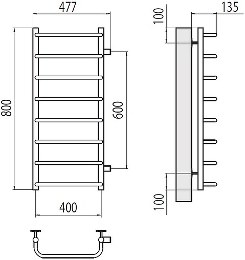 Полотенцесушитель водяной лесенка Terminus Стандарт П8 400х800 бп600 полированная сталь 4670078530363 Полотенцесушитель водяной лесенка Terminus Стандарт П8 400х800 бп600 полированная сталь 4670078530363