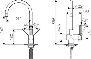 Смеситель для кухни Omoikiri Sendai хром OSE-CR-35, 2