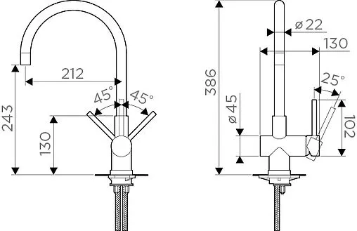 Смеситель для кухни Omoikiri Sendai хром OSE-CR-35