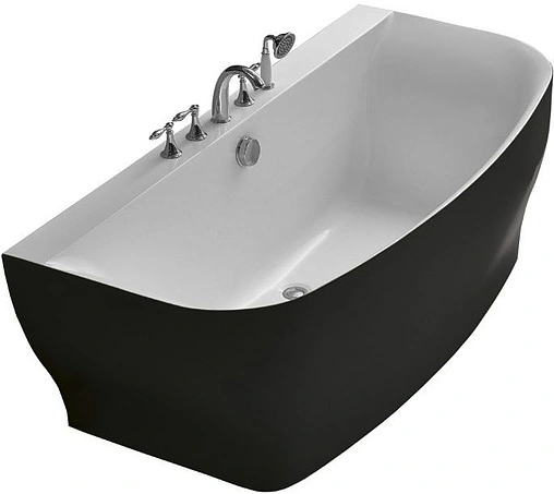 Ванна акриловая BelBagno 165x78 белый/панель черный матовый BB74-NERO