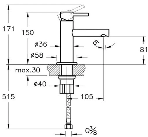 Смеситель для раковины VitrA Origin медь A4255526