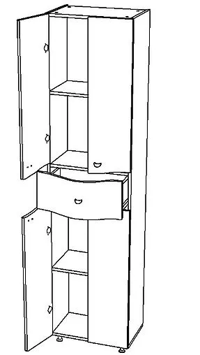 Шкаф-пенал напольный Айсберг Волна 50 белый DA1011PR