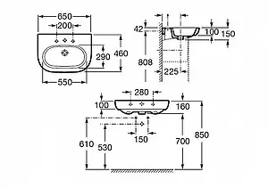 Раковина Roca Meridian 65 белый 327241000 Раковина Roca Meridian 65 белый 327241000, 2