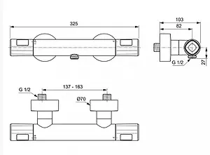 Термостат для душа Ideal Standard Ceratherm T100 хром A7229AA Термостат для душа Ideal Standard Ceratherm T100 хром A7229AA, 2