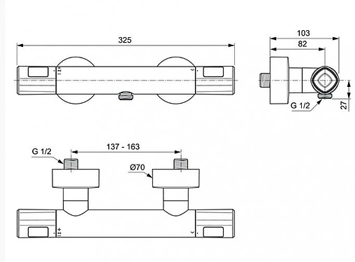 Термостат для душа Ideal Standard Ceratherm T100 хром A7229AA