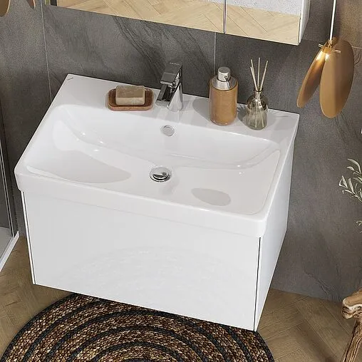 Тумба-умывальник подвесная Aquaton Асти 70 белый матовый/белый глянец 1A2630K0AX2B0