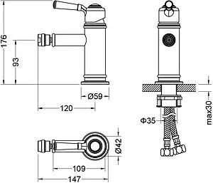 Смеситель для биде Aquatek Классик полированное золото AQ1518PG, 2