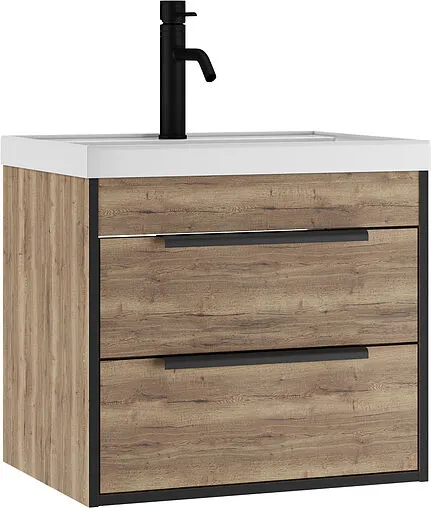 Тумба-умывальник подвесной Домино Alfa 60 дуб галифакс табак DA6102T+4670142930044