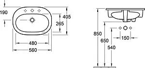 Раковина Villeroy&Boch O'Novo 56 белый 41615601, 2