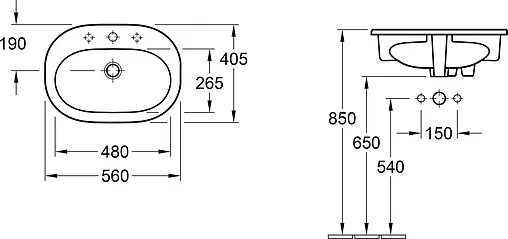 Раковина Villeroy&amp;Boch O'Novo 56 белый 41615601