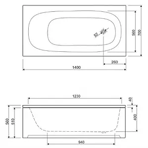 Ванна акриловая Cezares Eco 140x70 Ванна акриловая Cezares Eco 140x70, 2