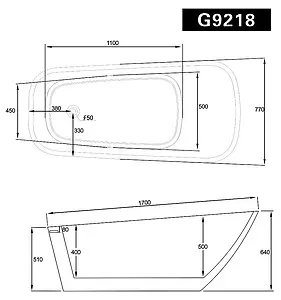 Ванна акриловая отдельностоящая Gemy 170x77 G9218, 2