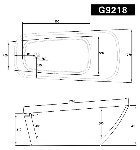 Ванна акриловая отдельностоящая Gemy 170x77 G9218