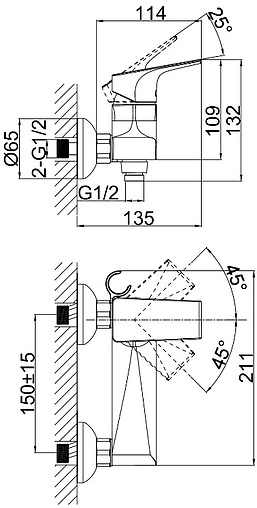 Смеситель для душа D&amp;K Rhein Hertz хром DA1293101