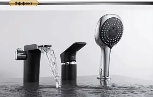 Смеситель на борт ванны на 3 отверстия D&K Berlin Technische чёрный/хром DA1434215, 3