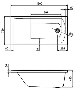 Ванна акриловая Santek Фиджи 150x75 1WH501598 Ванна акриловая Santek Фиджи 150x75 1WH501598, 2