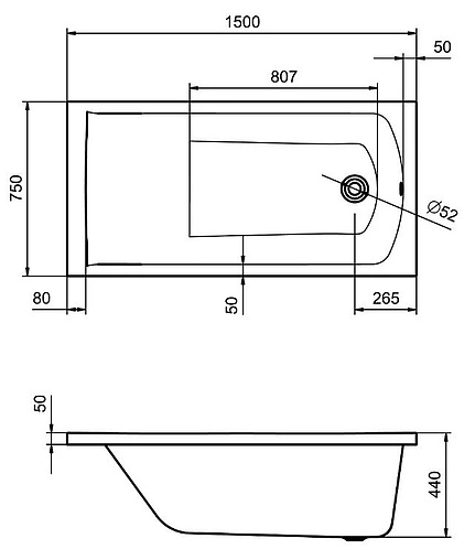 Ванна акриловая Santek Фиджи 150x75 1WH501598