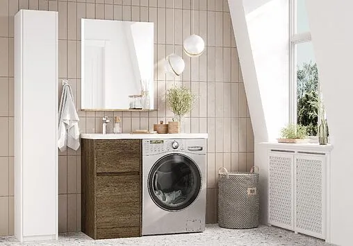 Тумба-умывальник напольная над стиральной машиной Aquaton Лондри 105 L дуб кантри 1A2670K1LHDY0+