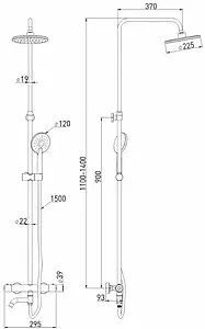 Душевая система с термостатом для ванны Gross Aqua Loft Thermofix хром GA9018SMTD04 Душевая система с термостатом для ванны Gross Aqua Loft Thermofix хром GA9018SMTD04, 2