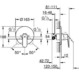 Смеситель для душа скрытого монтажа Grohe Eurosmart Cosmopolitan хром 32880000 Смеситель для душа скрытого монтажа Grohe Eurosmart Cosmopolitan хром 32880000, 2