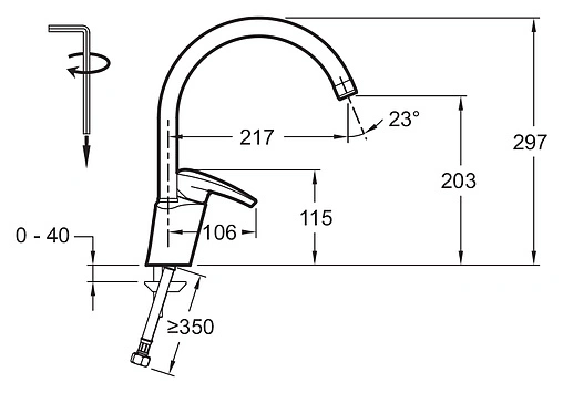 Смеситель для кухни Jacob Delafon Panache хром E76241-CP Смеситель для кухни Jacob Delafon Panache хром E76241-CP