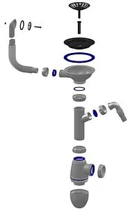 Сифон бутылочный для мойки с переливом Unicorn В431V Сифон бутылочный для мойки с переливом Unicorn В431V, 2