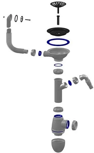 Сифон бутылочный для мойки с переливом Unicorn В431V Сифон бутылочный для мойки с переливом Unicorn В431V
